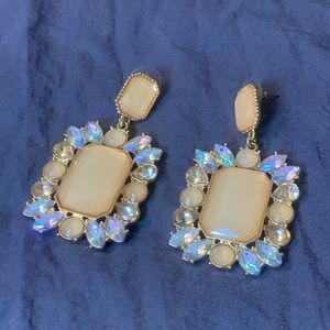 Blush pink large drop chandelier earrings